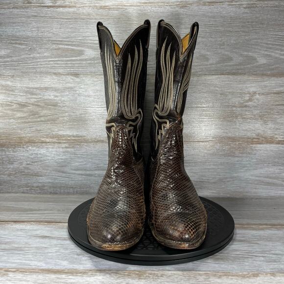 Vintage Tony Lama Men’s Python Snake Skin Cowboy Boots Style 8116 Size 11.5 - Picture 7 of 12